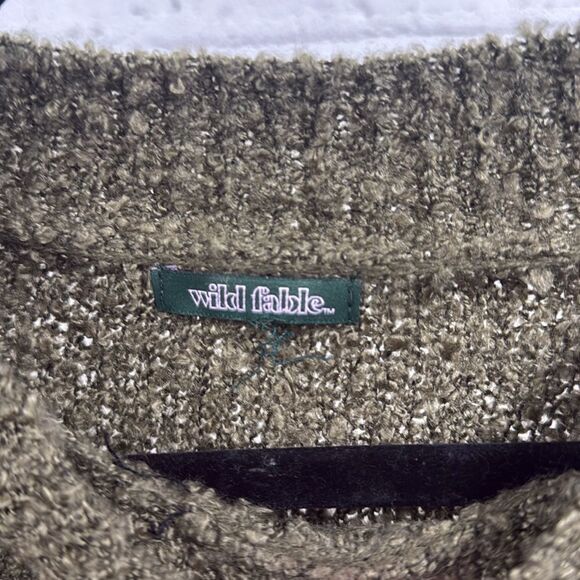 Wild Fable Textured Olive Knit Top Cropped Long Sleeve Sweater - Size XS - NWOT - Picture 3 of 3